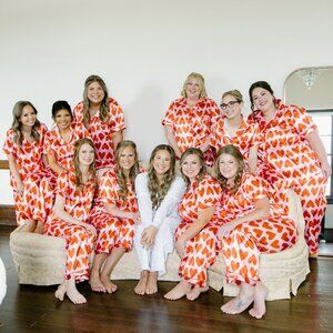 Valentines Day Satin Heart Print Pajama Set 4X